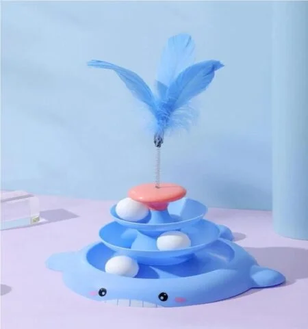 Interactive Cat Toy for Indoor Cats 3 Level Tower Turntable Toy Ball Track - ACCESSORIES