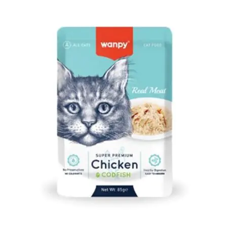 WANPY JELLY CHICKEN AND CORD FISH 85G - CATS